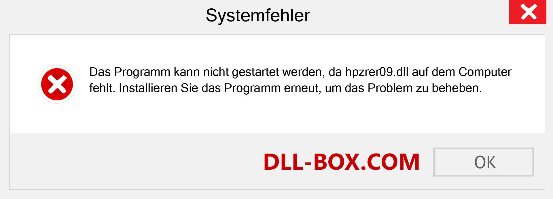 hpzrer09.dll-Datei fehlt?. Download für Windows 7, 8, 10 - Fix hpzrer09 dll Missing Error unter Windows, Fotos, Bildern