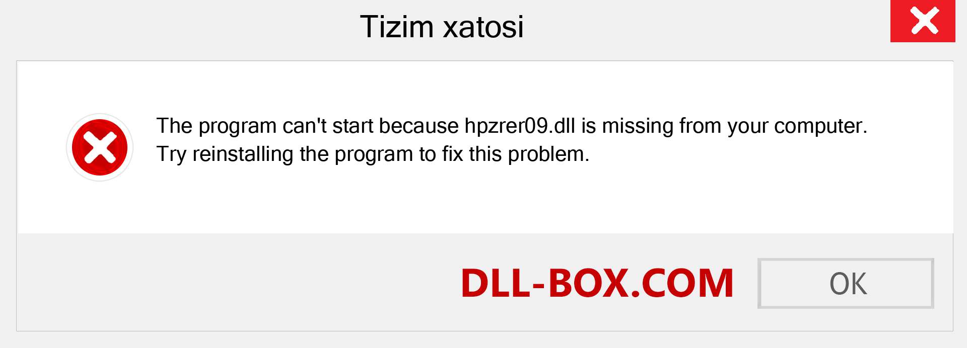 hpzrer09.dll fayli yo'qolganmi?. Windows 7, 8, 10 uchun yuklab olish - Windowsda hpzrer09 dll etishmayotgan xatoni tuzating, rasmlar, rasmlar